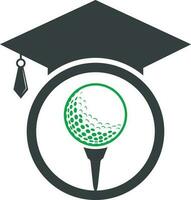 Abschlusshut und Golfball-Logo-Design. Design-Element für das Logo der Golfschule. Vektorsymbol für das Logo der Golfakademie. vektor