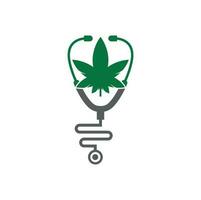 Cannabis-Arzt-Logo-Vektor. Stethoskop-Cannabis-Logo-Design-Vorlage. vektor