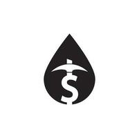 Bergbau-Tropfenform-Konzept-Logo-Design. Designvorlage für das Logo der Bergbauindustrie. Dollar-Bergbau-Logo-Vektor-Illustration vektor