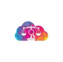 Finden Sie Gerechtigkeit Cloud-Logo-Vektor-Vorlage, kreative Logo-Design-Konzepte für Anwaltskanzleien. Logo der Anwaltskanzlei Lupe vektor