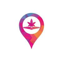 bok och marijuana Karta stift form begrepp symbol logotyp mall. lämplig för medicinsk utbildning. vektor