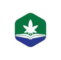 Buch- und Marihuana-Symbol-Logo-Vorlage. geeignet für die medizinische Ausbildung. vektor