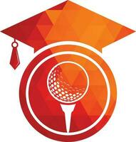 Abschlusshut und Golfball-Logo-Design. Design-Element für das Logo der Golfschule. Vektorsymbol für das Logo der Golfakademie. vektor