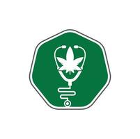Cannabis-Arzt-Logo-Vektor. Stethoskop-Cannabis-Logo-Design-Vorlage. vektor