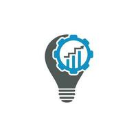 Glödlampa redskap finansiera logotyp. ljus Glödlampa från kugghjul logotyp mall. kugghjul och pil vektor design.