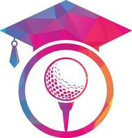 gradering hatt och golf boll logotyp design. golf skola ikon logotyp design element. golf akademi logotyp vektor ikon.