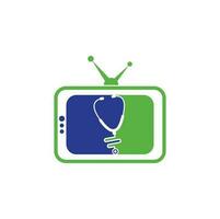 Doctor TV-Logo-Design. Stethoskop-TV-Logo-Symbol-Vorlage. vektor