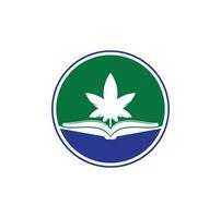 Buch- und Marihuana-Symbol-Logo-Vorlage. geeignet für die medizinische Ausbildung. vektor