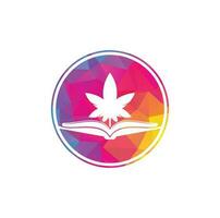 bok och marijuana symbol logotyp mall. lämplig för medicinsk utbildning. vektor