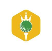 King Golf-Vektor-Logo-Design. Golfball mit Kronenvektorsymbol. vektor