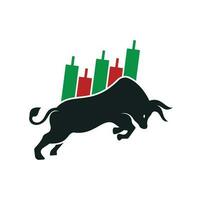 bullisches Trader-Logo. Forex-Stier-Logo-Design-Vorlagenvektor. finanzielles Stier-Logo-Design. Bullen-Chart handeln. vektor