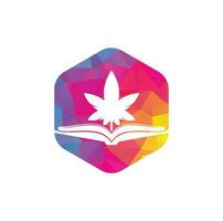 bok och marijuana symbol logotyp mall. lämplig för medicinsk utbildning. vektor