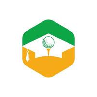 Abschlusshut und Golfball-Logo-Design. Design-Element für das Logo der Golfschule. Vektorsymbol für das Logo der Golfakademie. vektor