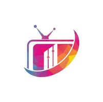 finansiera TV logotyp design mall. TV Diagram logotyp design vektor illustration.