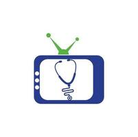 Doctor TV-Logo-Design. Stethoskop-TV-Logo-Symbol-Vorlage. vektor