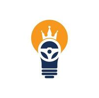 Drive King Bulb Konzept Vektor-Logo-Design. Lenkung und Kronensymbol. vektor