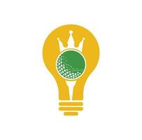 kung golf Glödlampa form begrepp vektor logotyp design. golf boll med krona vektor ikon.