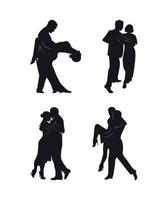 tango dansare silhuetter uppsättning vektor