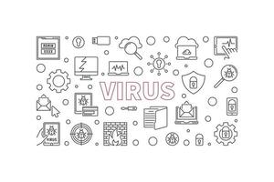 Virus-Vektor-Linien-Banner. computervirus-illustration vektor