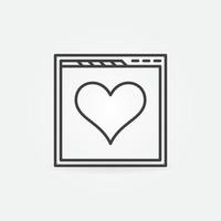 Webseite mit Herzliniensymbol. Vektor Menschen unterstützen Zeichen