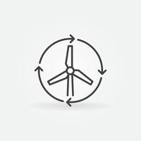 Windkraftanlage mit Symbol für die Pfeillinie. Windenergie-Symbol vektor