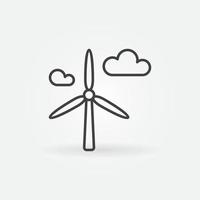 Windenergiekonverter und Wolken Vektor Umriss Konzept Symbol
