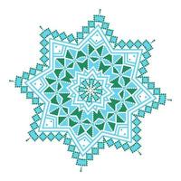 ethnische Ornament Mandala geometrische Muster in blauen und grünen Farben vektor