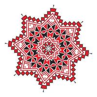 etnisk prydnad mandala geometrisk mönster i röd Färg vektor