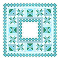 etnisk prydnad mandala geometrisk mönster i blå och grön färger vektor