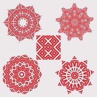 Legen Sie ethnische Ornament-Mandala-Muster in roter Farbe fest vektor