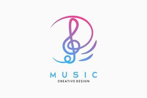 musik ikon logotyp design eller musik symbol med kreativ hand dragen begrepp vektor