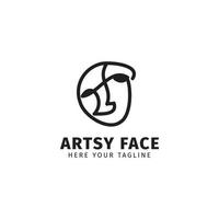 abstrakte durchgehende Linie künstlerisches Gesicht Vektor-Logo-Design vektor