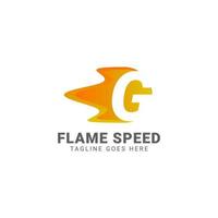 Buchstabe g Flammengeschwindigkeitsvektor-Logo-Design vektor