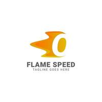 Buchstabe o Flammengeschwindigkeitsvektor-Logo-Design vektor