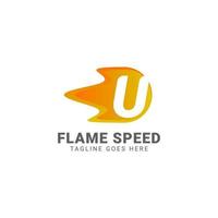 brev u flamma hastighet vektor logotyp design