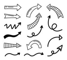 satz einfacher handgezeichneter pfeile isoliert auf weißem hintergrund. Gekritzel-Pfeilmarkierungssymbole. vektor
