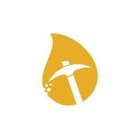 Bergbau-Tropfenform-Konzept-Logo-Design. Designvorlage für das Logo der Bergbauindustrie. vektor