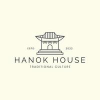 hanok house line art vektor logo illustration design, traditionelle koreanische architektur