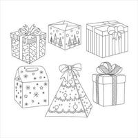 weihnachtsgeschenkbox linie kunstillustration vektor