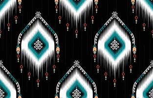 buntes ikat-muster, ethnischer orientalischer ikat-nahtloser kunststil. design für hintergrund, teppich, tapete, kleidung, verpackung, batik, stoff, hintergrund, sarong und vektorillustration. Stickstil vektor