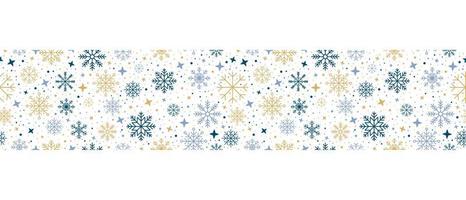 abstrakt snöflinga sömlös gräns. snöflingor sömlös mönster. snöfall upprepa bakgrund. vinter- högtider tema. sömlös bakgrund med snöflingor. vektor illustration