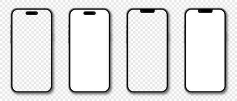 realistische modelle smartphone. Smartphone-Mockup-Sammlung. realistisches trendiges smartphone mit verschiedenen modellen. detailliertes Mockup-Smartphone. Vorderansicht des Geräts. 3D-Handy mit Schatten. Vektor-Illustration vektor