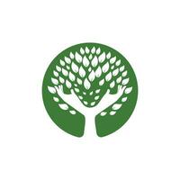 kreativ grön hand träd logotyp design. naturlig Produkter logotyp. vektor