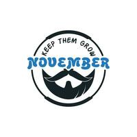 november cancer medvetenhet vektor ikon. mustasch och hand text text symbolisera. vektor affisch eller baner för Nej rakning social solidaritet november händelse mot man prostata cancer kampanj.