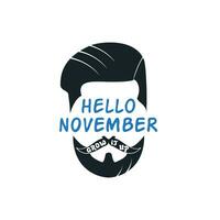 Vektorsymbol für Krebsbewusstsein im November. Schnurrbart und Handbeschriftungstext symbolisieren. Vektorposter oder Banner für No Shave Social Solidarity November Event gegen Prostatakrebs-Kampagne. vektor