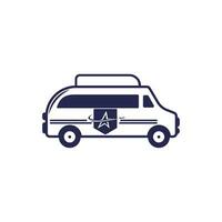 Reise-Van-Vektor-Logo-Design. Van-Life-Konzept. blauer Camper in Bewegung. vektor