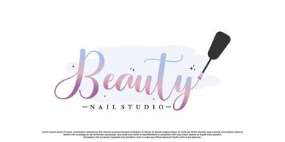 Nagelkunst oder Nagellack für Beauty-Logo-Design mit einzigartigem Konzept-Premium-Vektor vektor