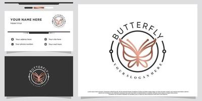 minimalistisk fjäril eller trollslända logotyp design med företag kort premie vektor