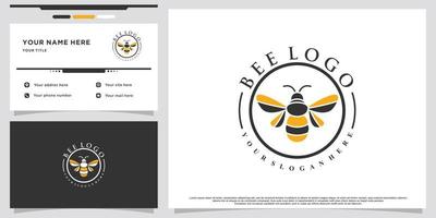 minimalistisches Bienen-Logo-Design mit Visitenkarten-Premium-Vektor vektor