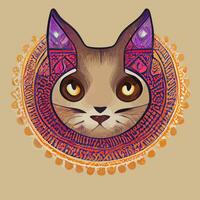 Illustrationsvektor der niedlichen Katze im Stammes-Handzeichnungsstil, Bild zum Bedrucken des Hemdes vektor